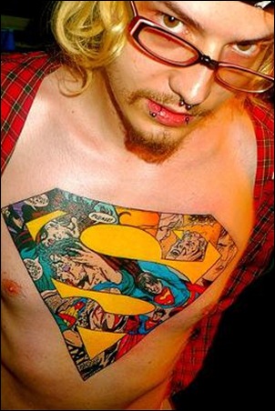 Death of Superman chest tattoo