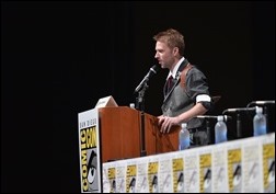 SAN DIEGO, CA - JULY 20: Chris Hardwick moderates at Marvel Studios panels during Comic-Con International 2013 at San Diego Convention Center on July 20, 2013 in San Diego, California.  (Photo by Alberto E. Rodriguez/WireImage)