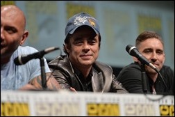 SAN DIEGO, CA - JULY 20: (L-R) Actors Dave Bautista, Benicio del Toro and Lee Pace speak at Marvel's "Guardians Of The Galaxy" panel during Comic-Con International 2013 at San Diego Convention Center on July 20, 2013 in San Diego, California.  (Photo by Alberto E. Rodriguez/WireImage)