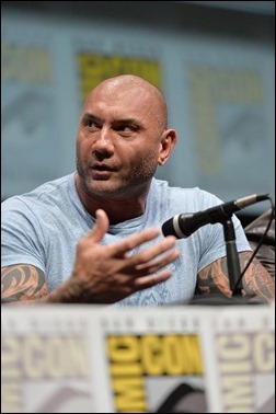 SAN DIEGO, CA - JULY 20: Actor Dave Bautista speaks at Marvel's "Guardians Of The Galaxy" panel during Comic-Con International 2013 at San Diego Convention Center on July 20, 2013 in San Diego, California.  (Photo by Alberto E. Rodriguez/WireImage)