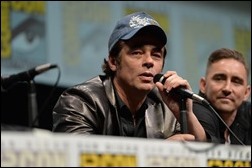 SAN DIEGO, CA - JULY 20: Actors Benicio del Toro (L) and Lee Pace speak at Marvel's "Guardians Of The Galaxy" panel during Comic-Con International 2013 at San Diego Convention Center on July 20, 2013 in San Diego, California.  (Photo by Alberto E. Rodriguez/WireImage)