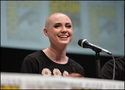SAN DIEGO, CA - JULY 20: Actress Karen Gillan speaks at Marvel's "Guardians Of The Galaxy" panel during Comic-Con International 2013 at San Diego Convention Center on July 20, 2013 in San Diego, California.  (Photo by Alberto E. Rodriguez/WireImage)