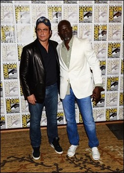 SAN DIEGO, CA - JULY 20:  Actors Benicio Del Toro (L) and Djimon Hounsou attend Marvel Studios' "Thor: The Dark World", "Captain America: The Winter Soldier" and "Guardians of The Galaxy" during Comic-Con International 2013 at Hilton San Diego Bayfront Hotel on July 20, 2013 in San Diego, California.  (Photo by Ethan Miller/Getty Images)