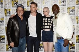 SAN DIEGO, CA - JULY 20:  (L-R) Actors Benicio Del Toro, Lee Pace, Karen Gillan and Djimon Hounsou attend Marvel Studios' "Thor: The Dark World", "Captain America: The Winter Soldier" and "Guardians of The Galaxy" during Comic-Con International 2013 at Hilton San Diego Bayfront Hotel on July 20, 2013 in San Diego, California.  (Photo by Ethan Miller/Getty Images)