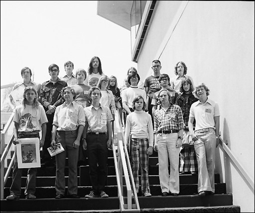 The first meeting of F.O.O.M. (Friends Of Ol' Marvel) with Roy Thomas (front, 2nd from right), Dan Whitworth (front, 3rd from left), John McGeehan (3rd row back, behind Roy)