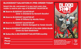 Bloodshot Salvation #1 Preorder Coupon